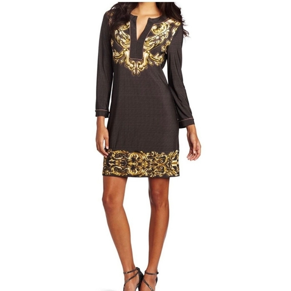 BCBG Max Azria Hayden Printed Shift dress Brown Size XS